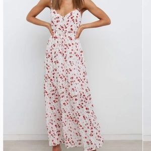 Petal & Pup Antonella White & Red Floral Dress